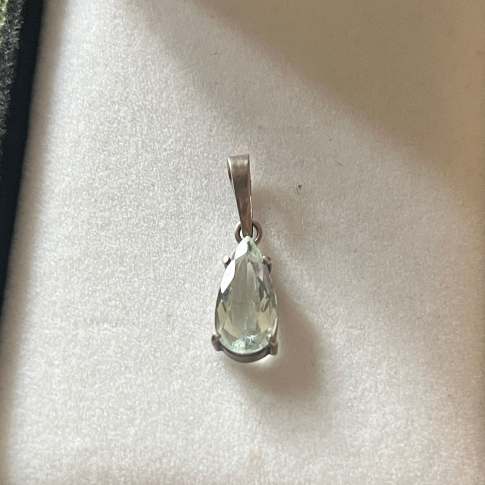 Elegant cut Aqua Marine and Sterling 950 Teardrop Pendant